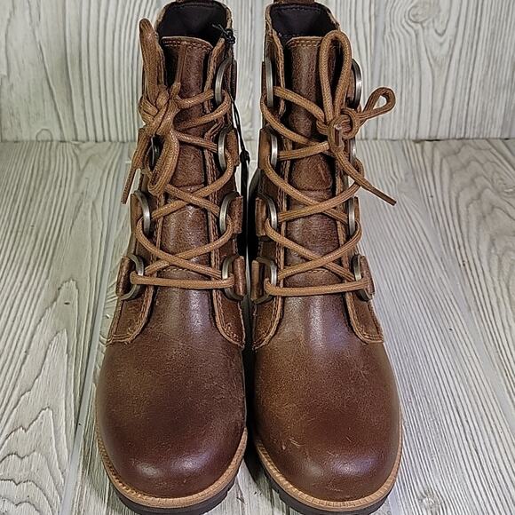 Sorel Cate Lace Up Leather Ankle Boots Womens Size 5 New In Box - Picture 4 of 14